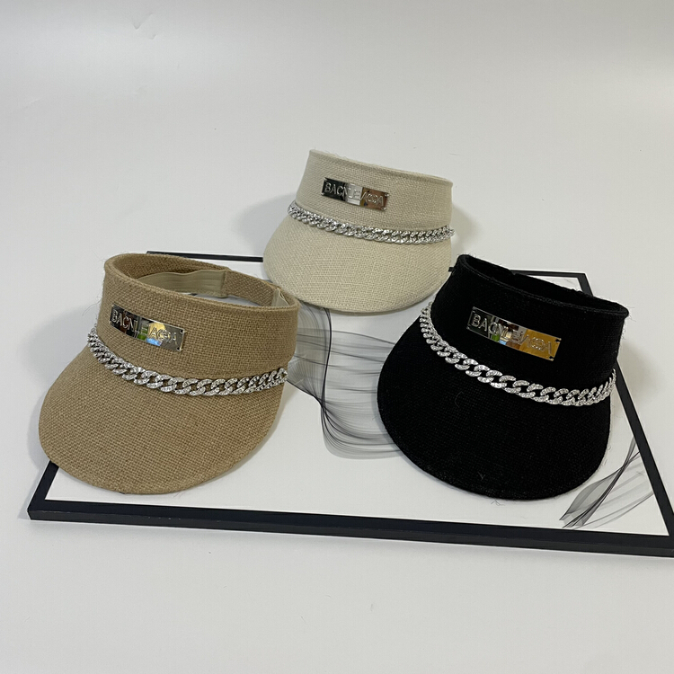 [aestheticism hat industry] cotton hemp chain empty top sunshade hat 3126# LSL