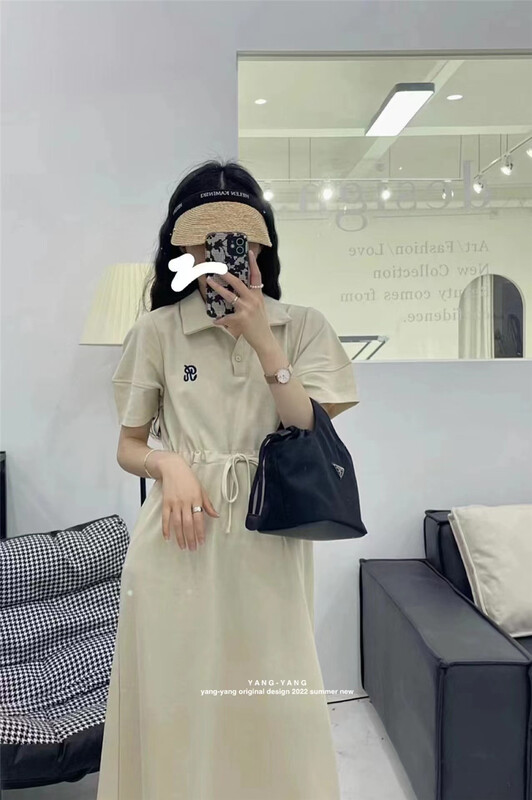 [Yang-Yang] Korean style embroidery stand neck waist closing dress c6207# CLS