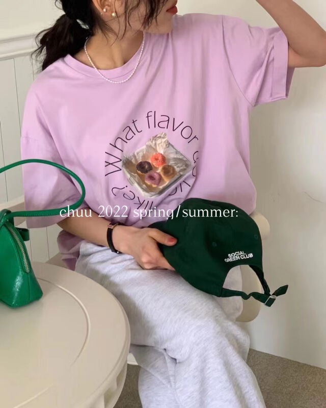 goods in stock! New in early summer! [chuu] Korean casual printed short sleeve T-shirt 61112# HBx