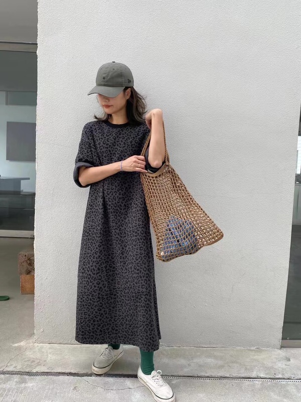 goods in stock! New in early summer! [one seven] leopard print fashion thin age reducing dress t5907# LSL