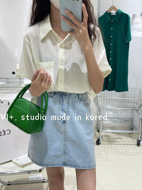 New in early summer! [VI +] Korean Short Sleeve single Pocket Shirt 2356# LSW