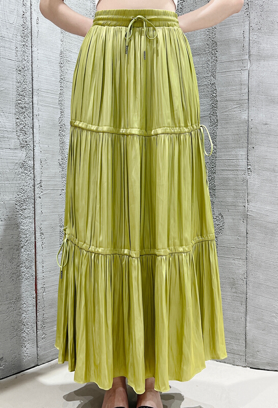 New in early summer! [DS] solid color elastic waist versatile large swing medium length skirt 19303d# XYJ