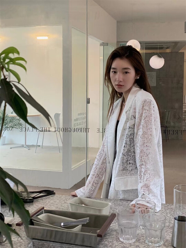 [Las celula] Lapel temperament lace long sleeve suit c2789# zxx