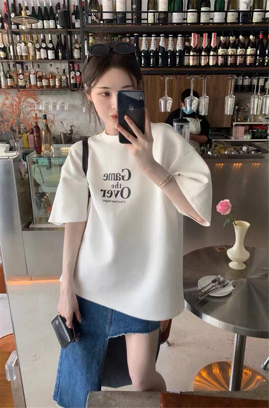 [MS studio] personalized loose letter printed short sleeve T-shirt 806# PCZ