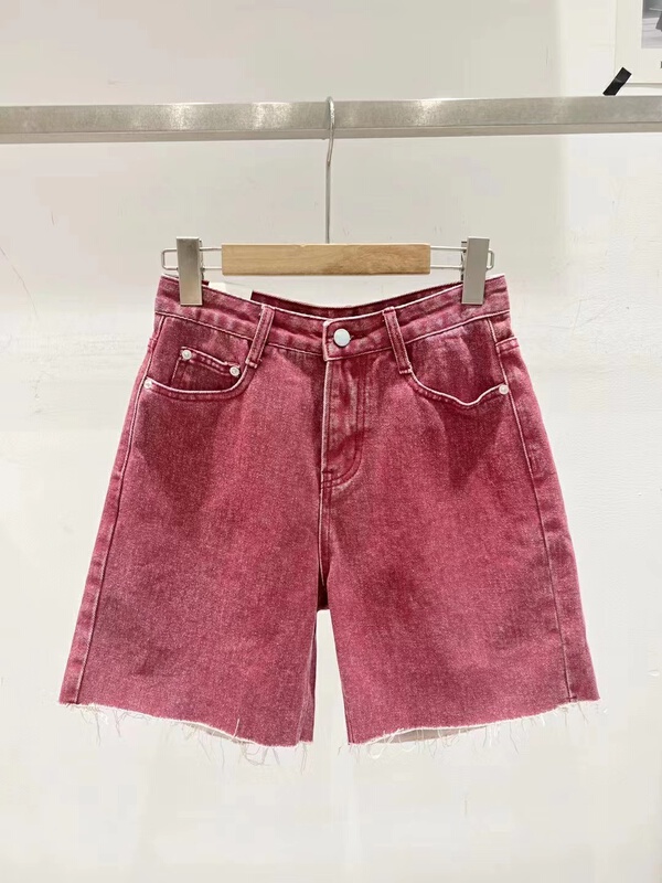 [td] high waist red versatile denim shorts l200-269# XJ