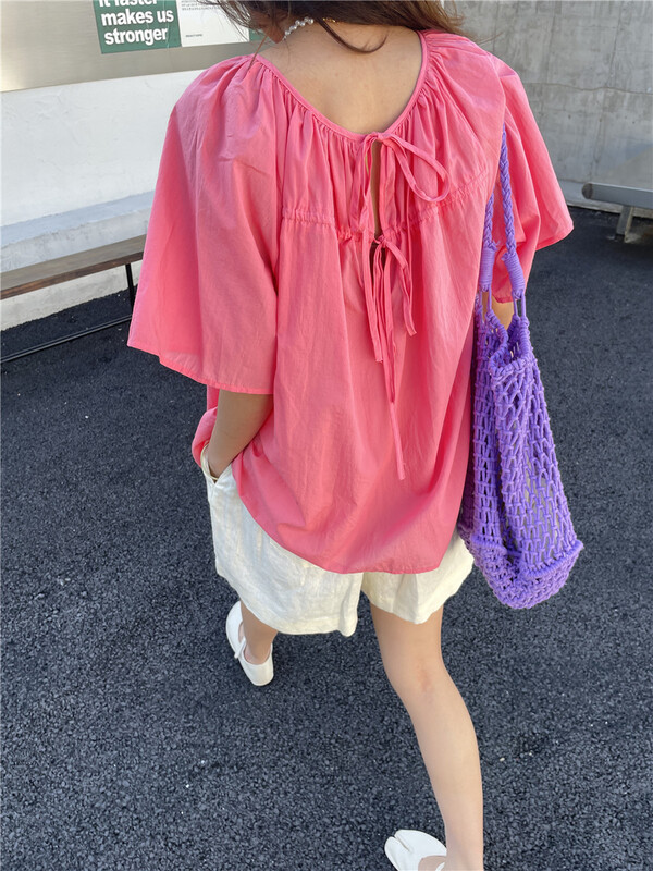 New in early summer! [jtengc] Korean simple Pullover solid color shirt jx1961# lwy