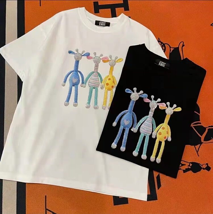 [Irene] heavy industry hot drill versatile Casual Short Sleeve T-shirt ys1-2211# WTT