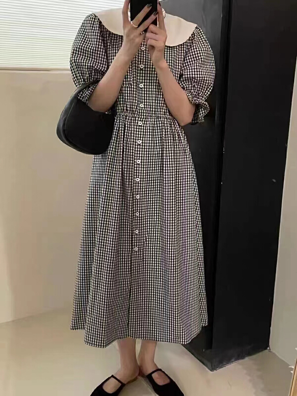 [Duomi] reduced neck baby neck Plaid Dress 875# zxl