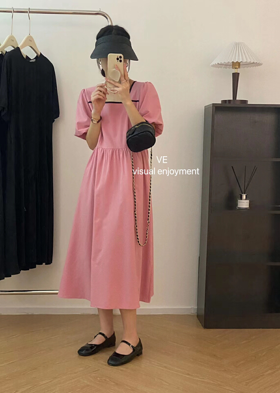 [ve] French square neck dress with thin temperament (dress only) 99017# HBx
