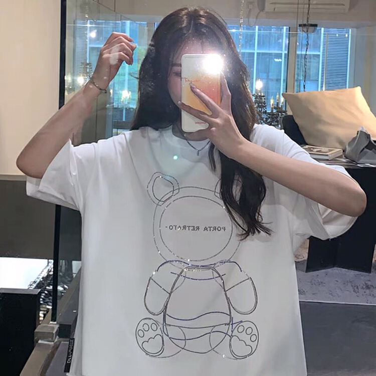 New in early summer! [ziyijia] Korean version hot drill versatile short sleeve T-shirt ys5-1002# WTT
