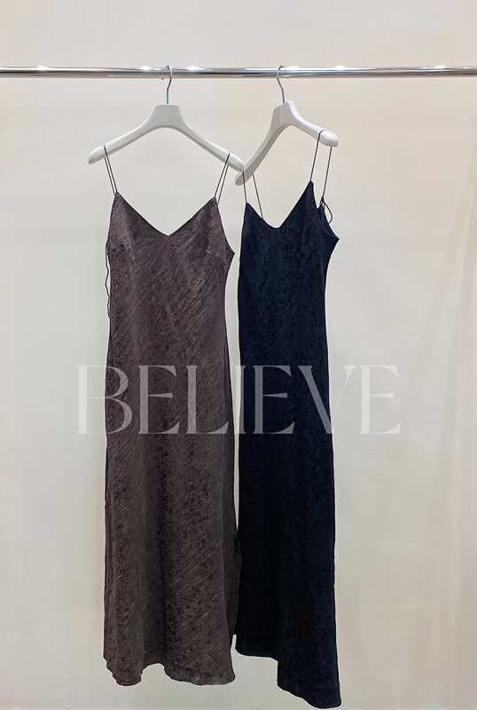 [believe] French V-neck elegant jacquard suspender dress bl82131# cqw