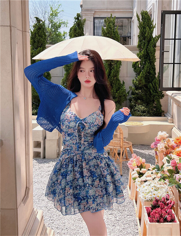 [DS +] little woman floral suspender dress 3170# JJ
