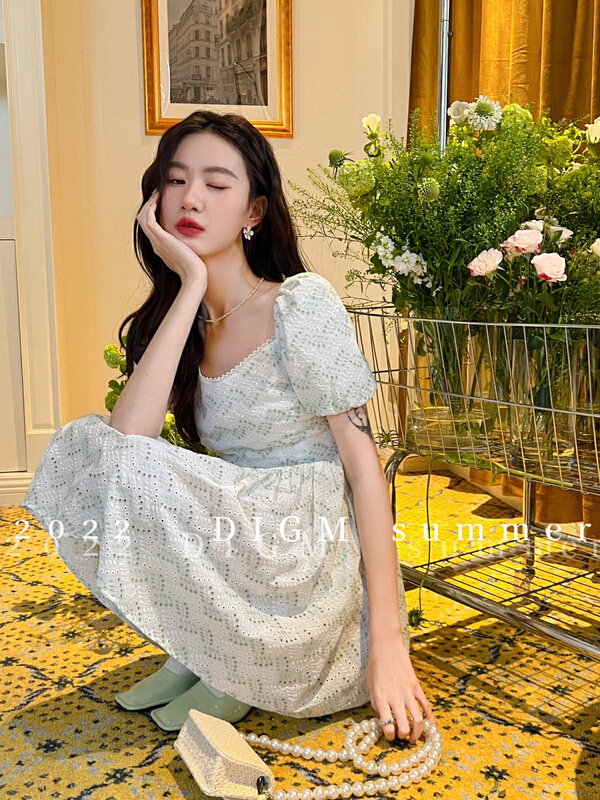 [digm] slim fit bubble sleeve dress 7715# zxx