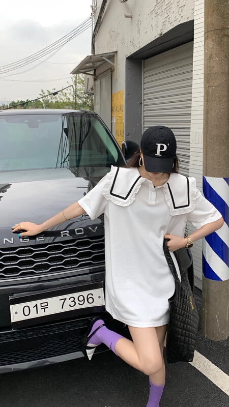 New in early summer! [our] fashion Korean versatile contrast short sleeve T-shirt 9273# LSW