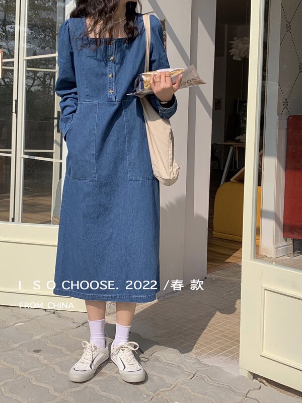goods in stock! New year in early spring! [ISO Korean] new French long sleeve age reduced square neck dress 68712# hjy