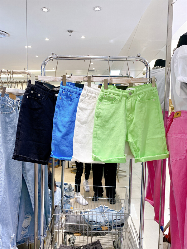 [3 +] Korean versatile color denim shorts b7729# ozq