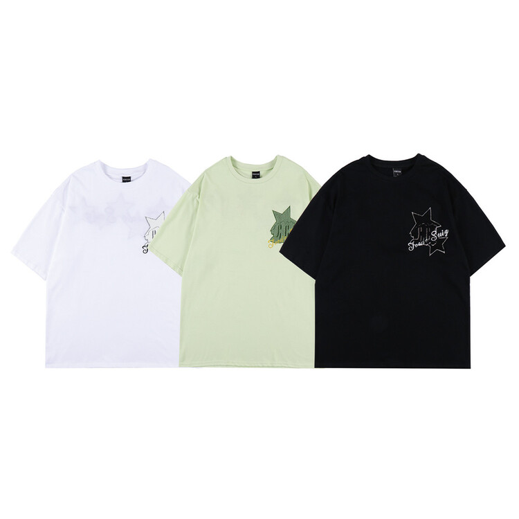 [venue] simple personality star pattern versatile short sleeve T-shirt ld130# CSX