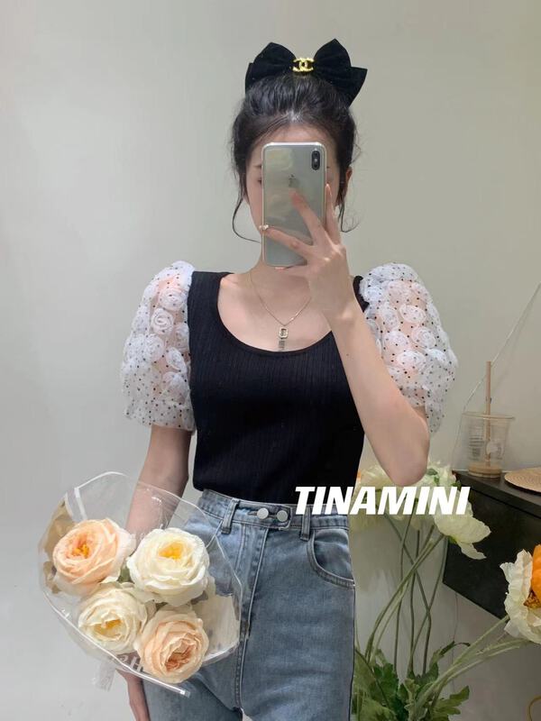[Tina Mini] Korean Style Bubble Sleeve T-shirt 2229# hjy