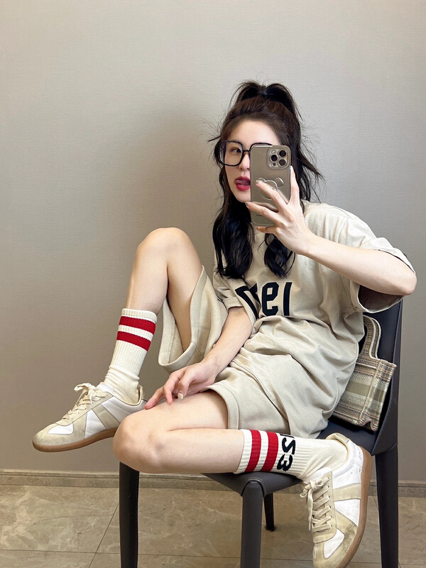 [YT] 1977 printed short sleeves + versatile comfortable simple casual Shorts Set tz5281# PCZ