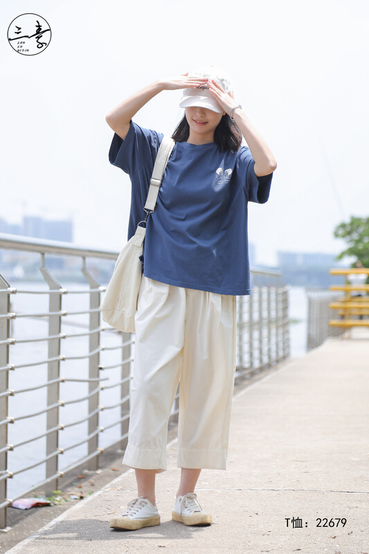 [original of three plain clothes] simple casual printed short sleeved T-shirt 22679