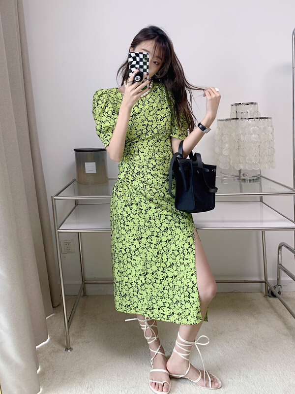 New in early summer! [Vanessa] foreign style high-grade decor design slit dress 6136# ozq