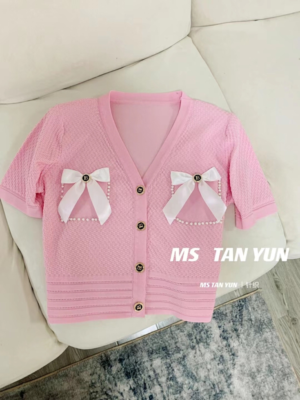 New in early summer! [pan] xiaoxiangfeng fashion temperament knitted cardigan (with Brooch) 00420# PCZ