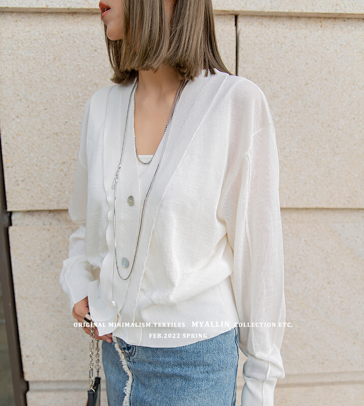 New year in early spring! [myallin] Korean V-neck simple knitted cardigan warm sweater 22009# ozq