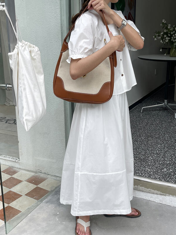 [ever true] cotton linen square neck blouse + slim mid length skirt suit 11160# CLS