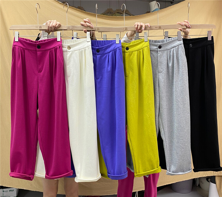 New in early summer! [yipinjia] back elastic waist solid color casual pants 8890# WTT