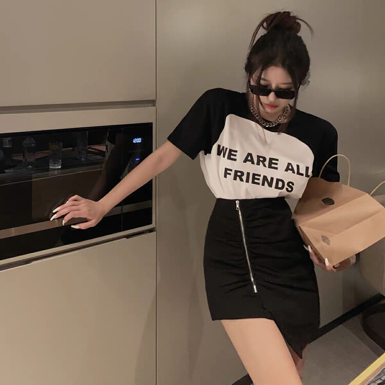 New in early summer! [yes] Korean mosaic letter printed short sleeve T-shirt 5029# ozq
