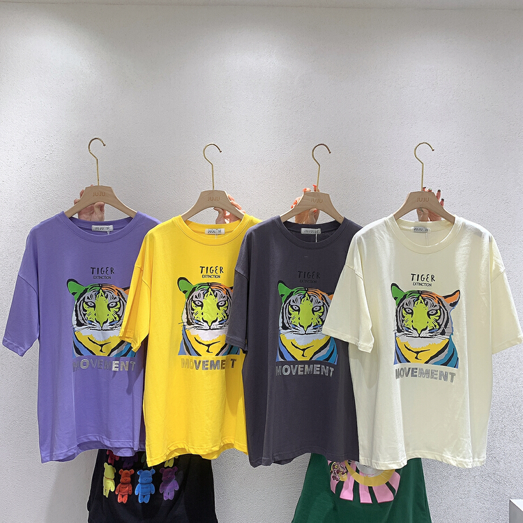 Original price 54.14! New in early summer! [Juju] casual loose tiger letter short sleeve T-shirt 97981# LSL