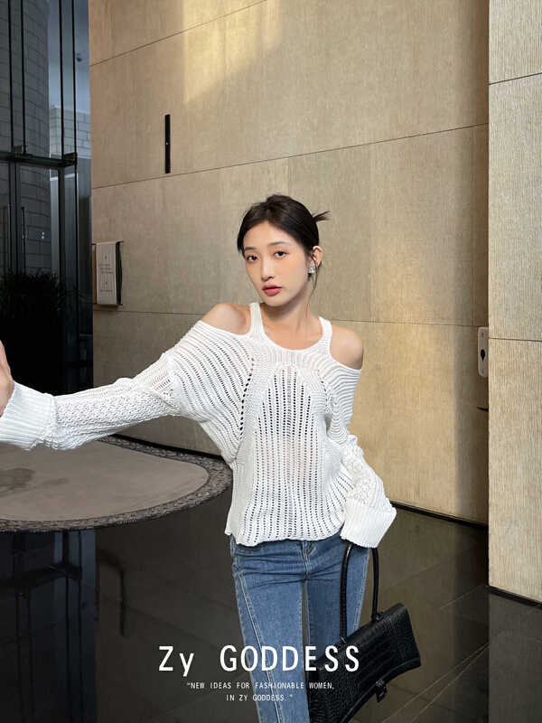 goods in stock! New year in early spring! [ZY] sling off shoulder thin sweater e701# ozq