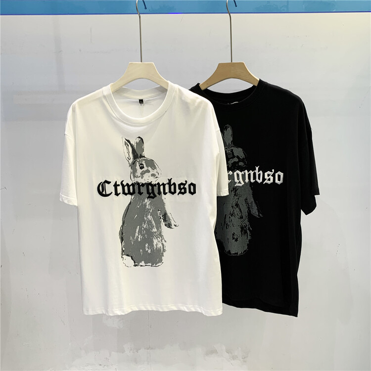 [Parkson] crew neck loose print short sleeve T-shirt 5710# ZZL