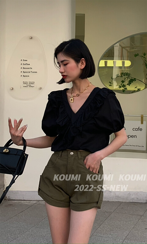 [Koumi] V-neck Korean version age reducing shirt (only selling shirts) 669# CSX