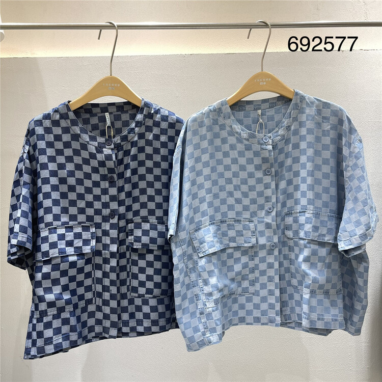 [twenty printed wood] Korean Plaid comfortable shirt 692577# L