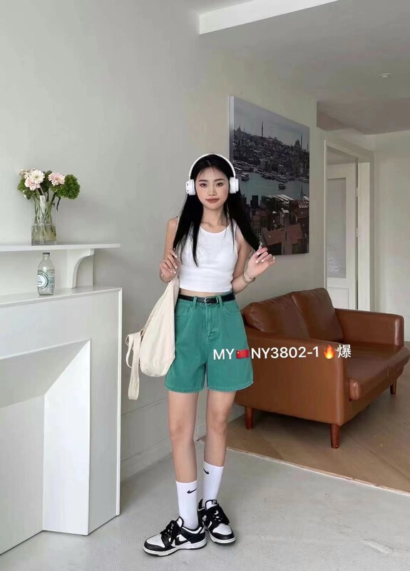 [x2 square] Korean high waist comfortable denim shorts (with belt) ys1-3802# ll