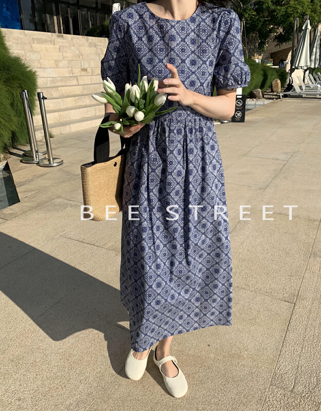 goods in stock! New in early summer! [bee Street] ladies fashion round neck dress (without matching) 9042# lwy
