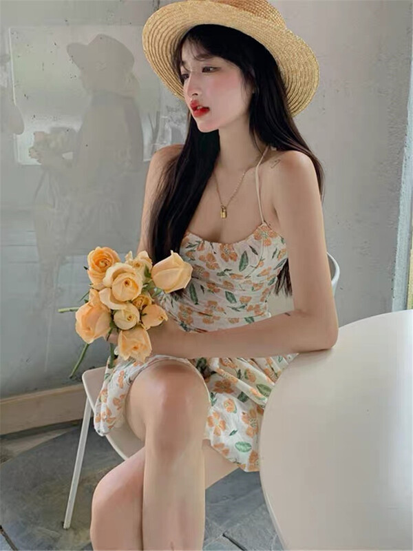 [mu Linsen] floral neck short dress m882# JJ