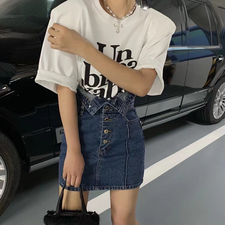 goods in stock! New in early summer! [K2 design] Korean cuffed waist top row button high waist skirt b06# WTT