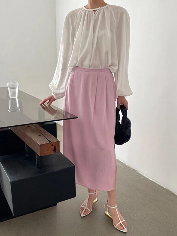 [Hello September] Korean style vertical wrinkle resistant straight skirt m2519# CLS