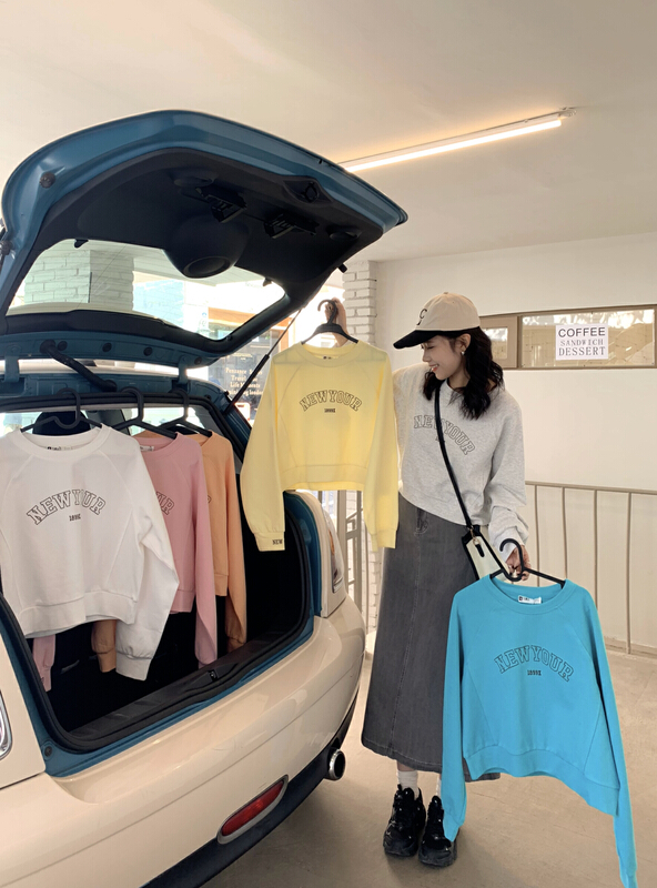 New year in early spring! [qixuan'er] round neck Pullover embroidered letter sweater 7336# LSW