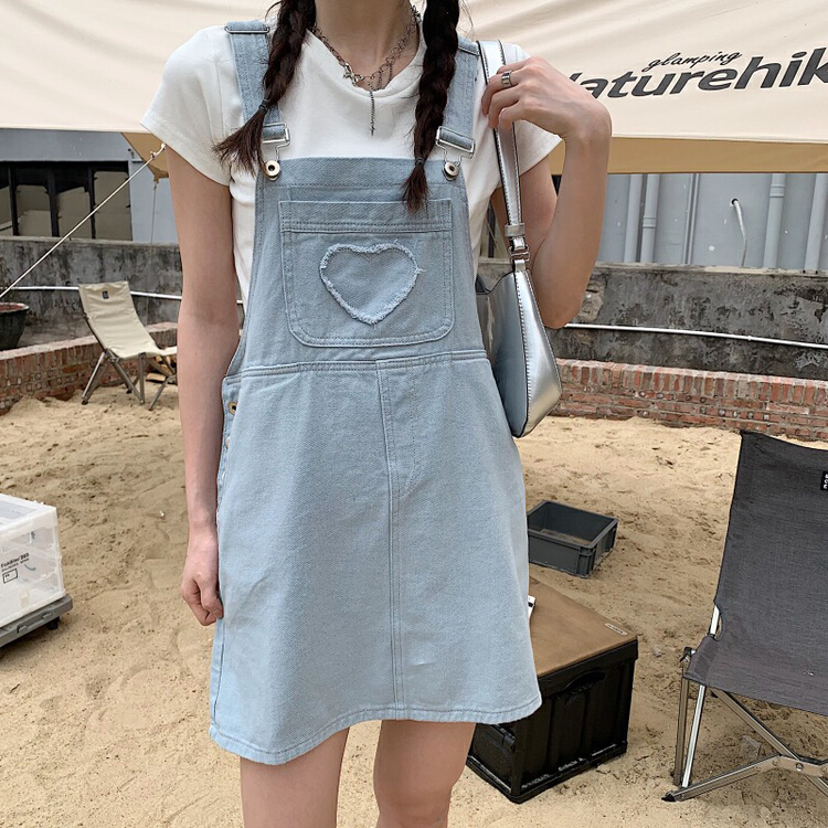 goods in stock! New year in early spring! [ten] Korean chic age reducing loose and versatile suspender skirt (only suspender skirt) d286# WPL