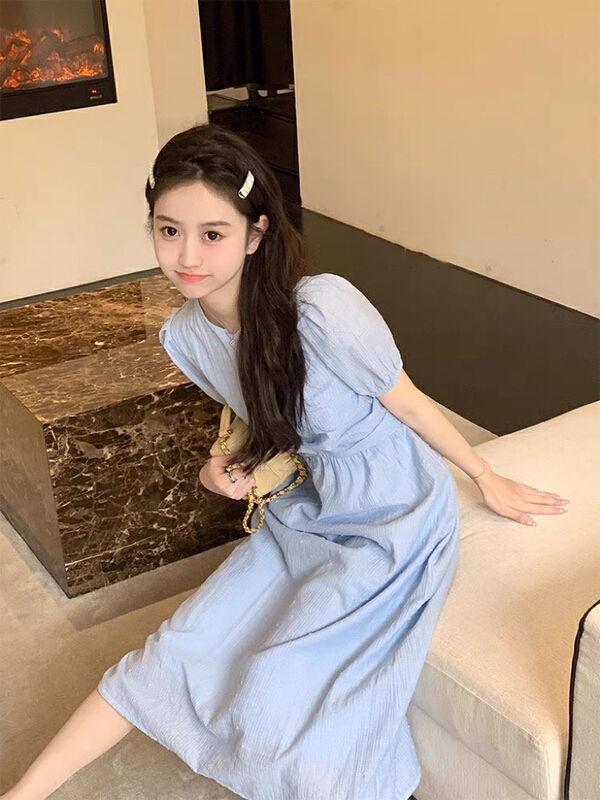 [smile baby] gentle style V-neck bubble sleeve dress b3062# WPL