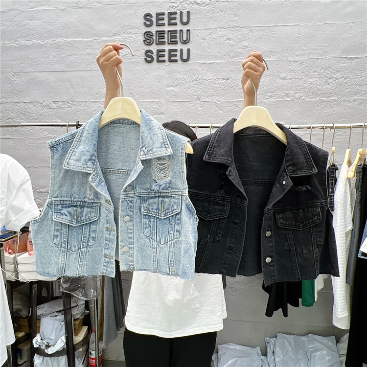 [seeu] fashionable and versatile denim vest 310# XYJ