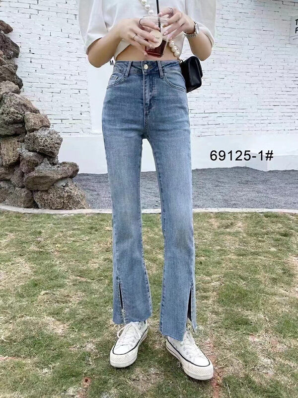 New year in early spring! [lsjd] Korean fashion split small micro flare straight jeans 69125-1# WTT