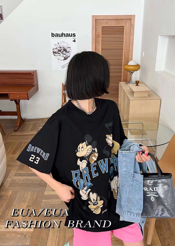 [EUA European and American trend] Korean pattern printed short sleeve T-shirt (T-shirt only) 12264# XYY