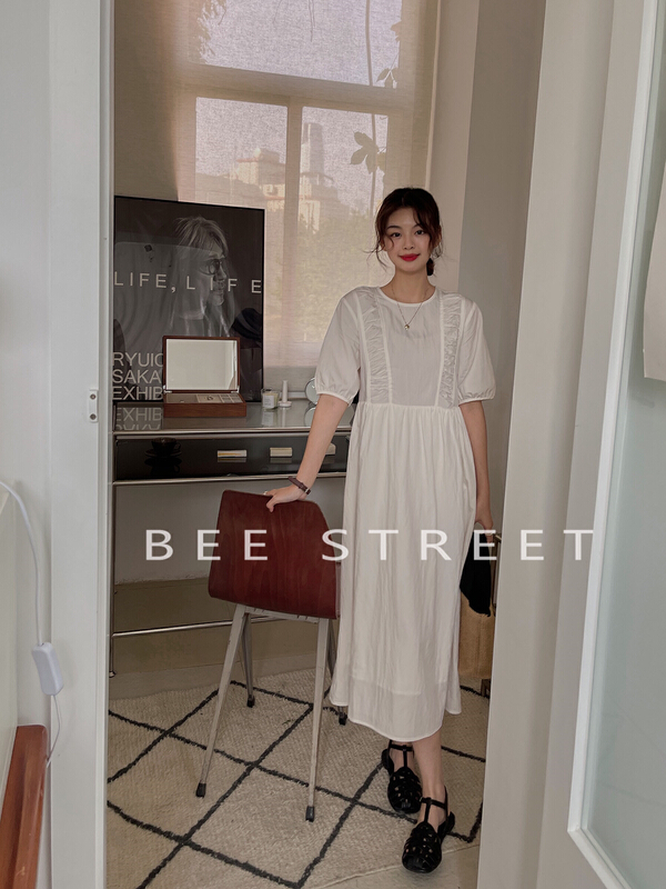 [bee Street] Korean loose round neck dress 9053# lwy