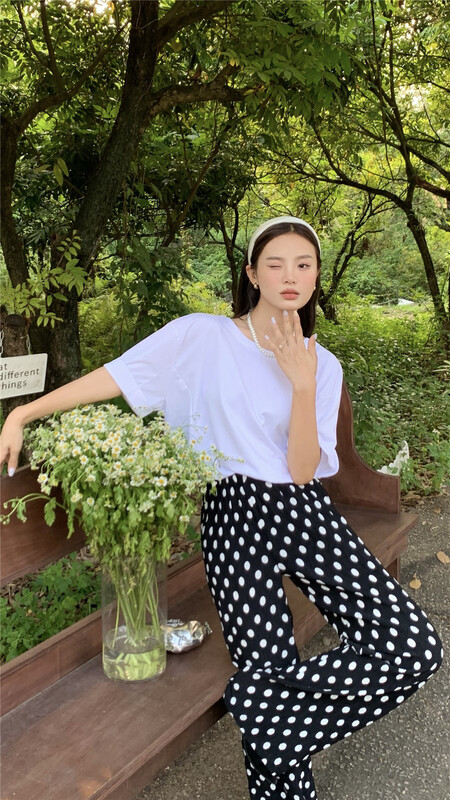 【AENNA】韓版格紋波點寬鬆休閒褲  8223#  CQW