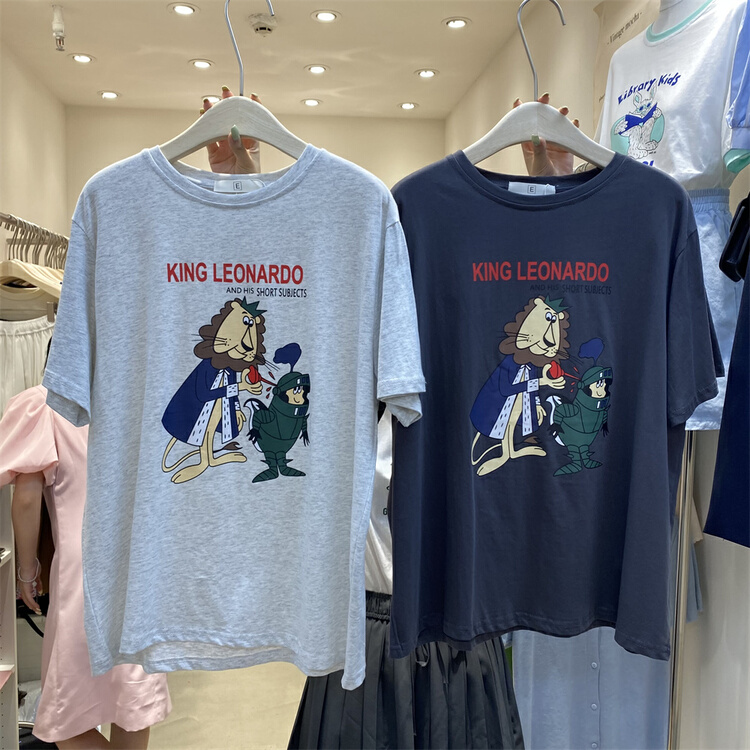 【E】 Korean lion print short sleeve T-shirt 009# XYY