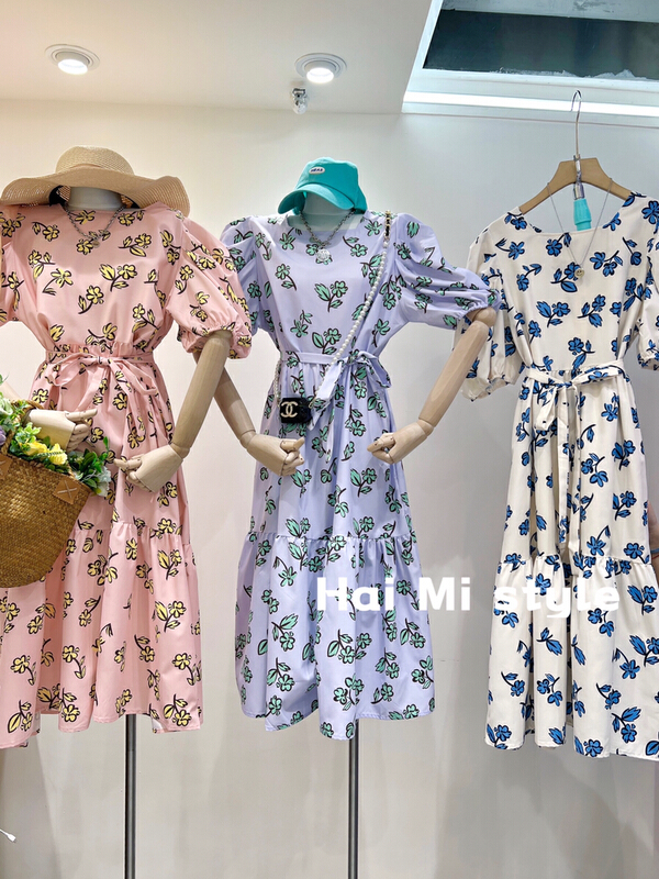 [Haimi] Korean fashion sweet temperament floral dress (with belt) 1559# WTT